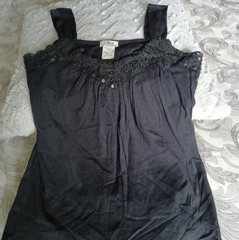 Creative Design Works Black Embellished Cami - Women's Size Medium